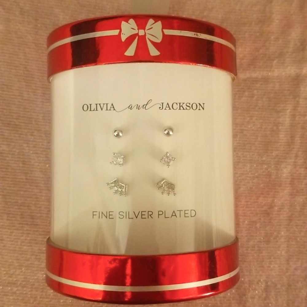 Women's 3 Pk Fine Silver Plated Earring Set.